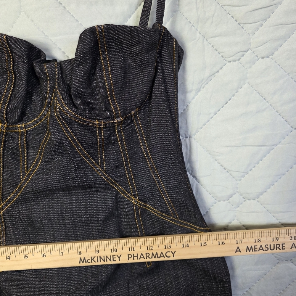 Dolce & Gabbana denim corseted dress. Leopard Print Sz 38 - Picture 7 of 12